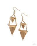 Greco Grotto - Gold Earrings - Paparazzi Accessories Earrings Bedazzle Me Pretty Mobile Fashion Boutique