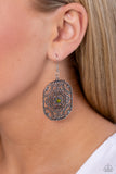 Greco-Roman Romance - Green Earrings - Paparazzi Accessories Earrings Bedazzle Me Pretty Mobile Fashion Boutique