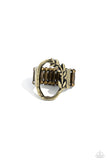 Greek Garden - Brass Ring - Paparazzi Accessories Ring Bedazzle Me Pretty Mobile Fashion Boutique