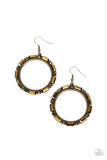 Gritty Glow - Brass Earrings - Paparazzi Accessories Earrings Bedazzle Me Pretty Mobile Fashion Boutique