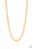 Ground Game - Gold Mens Necklace - Paparazzi Accessories Mens Necklace Bedazzle Me Pretty Mobile Fashion Boutique