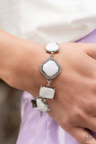 Grounding Glamour - White Bracelet - Paparazzi Accessories Bracelet Bedazzle Me Pretty Mobile Fashion Boutique