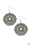 Grove Groove - Yellow Earrings - Paparazzi Accessories Earrings Bedazzle Me Pretty Mobile Fashion Boutique