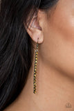 Grunge Meets Glamour - Brass Earrings - Paparazzi Accessories Earrings Bedazzle Me Pretty Mobile Fashion Boutique