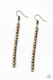 Grunge Meets Glamour - Brass Earrings - Paparazzi Accessories Earrings Bedazzle Me Pretty Mobile Fashion Boutique