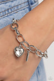 Guess Now Its INITIAL - White - I Bracelet - Paparazzi Accessories Bracelet Bedazzle Me Pretty Mobile Fashion Boutique