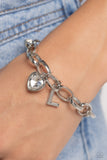 Guess Now Its INITIAL - White - L Bracelet - Paparazzi Accessories Bracelet Bedazzle Me Pretty Mobile Fashion Boutique