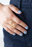 Guru Garden - Gold Ring - Paparazzi Accessories Ring Bedazzle Me Pretty Mobile Fashion Boutique
