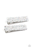 HAIR Comes Trouble - White Hair Clip - Paparazzi Accessories Hair Clip Bedazzle Me Pretty Mobile Fashion Boutique
