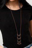Half-Moon Child - Copper Necklace - Paparazzi Accessories Necklace Bedazzle Me Pretty Mobile Fashion Boutique