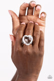Hallmark Heart - White Ring - Paparazzi Accessories Ring Bedazzle Me Pretty Mobile Fashion Boutique