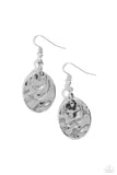 Hammered Homespun - Silver Earrings - Paparazzi Accessories Earrings Bedazzle Me Pretty Mobile Fashion Boutique