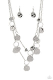 Hammered Horizons - Silver Necklace - Paparazzi Accessories Necklace Bedazzle Me Pretty Mobile Fashion Boutique