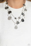 Hammered Horizons - Silver Necklace - Paparazzi Accessories Necklace Bedazzle Me Pretty Mobile Fashion Boutique