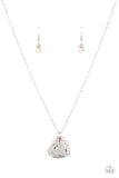 Happily Heartwarming - White Necklace - Paparazzi Accessories Necklace FS-Bedazzle Me Pretty Mobile Fashion Boutique