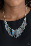 Harlem Hideaway - Blue Necklace - Paparazzi Accessories Necklace Bedazzle Me Pretty Mobile Fashion Boutique