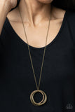 Harmonic Halos - Brass Necklace - Paparazzi Accessories Necklace Bedazzle Me Pretty Mobile Fashion Boutique