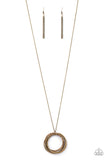 Harmonic Halos - Brass Necklace - Paparazzi Accessories Necklace Bedazzle Me Pretty Mobile Fashion Boutique