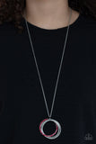 Harmonic Halos - Red Necklace - Paparazzi Accessories Necklace Bedazzle Me Pretty Mobile Fashion Boutique