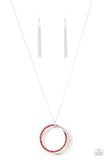Harmonic Halos - Red Necklace - Paparazzi Accessories Necklace Bedazzle Me Pretty Mobile Fashion Boutique