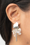 Harmonically Holographic - White Post Earrings - Paparazzi Accessories Post Earrings FS-Bedazzle Me Pretty Mobile Fashion Boutique