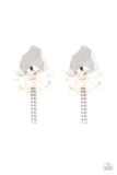 Harmonically Holographic - White Post Earrings - Paparazzi Accessories Post Earrings FS-Bedazzle Me Pretty Mobile Fashion Boutique
