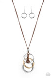 Harmonious Hardware - Brown Necklace - Paparazzi Accessories Necklace Bedazzle Me Pretty Mobile Fashion Boutique