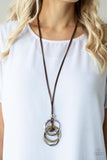 Harmonious Hardware - Brown Necklace - Paparazzi Accessories Necklace Bedazzle Me Pretty Mobile Fashion Boutique