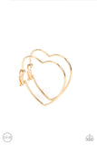 Harmonious Hearts - Gold Clip-On Earrings - Paparazzi Accessories Clip-On Earrings Bedazzle Me Pretty Mobile Fashion Boutique