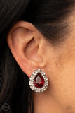 Haute Happy Hour - Red Clip-On Earrings - Paparazzi Accessories Clip-On Bedazzle Me Pretty Mobile Fashion Boutique