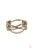 Hautely Hammered - Brass Bracelet - Paparazzi Accessories Bracelet Bedazzle Me Pretty Mobile Fashion Boutique