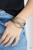 Hautely Hammered - Brass Bracelet - Paparazzi Accessories Bracelet Bedazzle Me Pretty Mobile Fashion Boutique