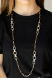 Have I Made Myself Clear? - Gold Necklace - Paparazzi Accessories Necklace Bedazzle Me Pretty Mobile Fashion Boutique
