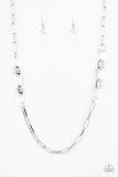 Have I Made Myself Clear? - White Necklace - Paparazzi Accessories Necklace Bedazzle Me Pretty Mobile Fashion Boutique
