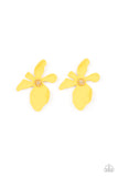 Hawaiian Heiress - Yellow Post Earrings - Paparazzi Accessories Post Earrings Bedazzle Me Pretty Mobile Fashion Boutique