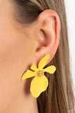 Hawaiian Heiress - Yellow Post Earrings - Paparazzi Accessories Post Earrings Bedazzle Me Pretty Mobile Fashion Boutique