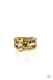 Head In The Stars - Brass Ring - Paparazzi Accessories Ring Bedazzle Me Pretty Mobile Fashion Boutique