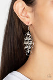 Head Rush - White Earrings - Paparazzi Accessories Earrings Bedazzle Me Pretty Mobile Fashion Boutique