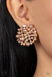 Head To Toe Twinkle - Brown Clip-On Earrings - Paparazzi Accessories Clip-On Earrings Bedazzle Me Pretty Mobile Fashion Boutique