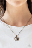 Heart Full of Love - Brass Necklace - Paparazzi Accessories Necklace Bedazzle Me Pretty Mobile Fashion Boutique