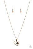 Heart Full of Love - Brass Necklace - Paparazzi Accessories Necklace Bedazzle Me Pretty Mobile Fashion Boutique