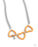 Heart Homage - Orange Necklace - Paparazzi Accessories Necklace Bedazzle Me Pretty Mobile Fashion Boutique