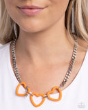 Heart Homage - Orange Necklace - Paparazzi Accessories Necklace Bedazzle Me Pretty Mobile Fashion Boutique