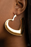 Heart-Racing Radiance - Gold Earrings - Paparazzi Accessories Earrings Bedazzle Me Pretty Mobile Fashion Boutique