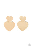 Heart-Racing Refinement - Gold Post Earrings - Paparazzi Accessories Post Earrings Bedazzle Me Pretty Mobile Fashion Boutique