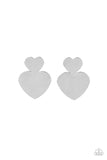 Heart-Racing Refinement - Silver Post Earrings - Paparazzi Accessories Post Earrings Bedazzle Me Pretty Mobile Fashion Boutique