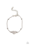 Heartachingly Adorable - White Bracelet - Paparazzi Accessories Bracelet Bedazzle Me Pretty Mobile Fashion Boutique