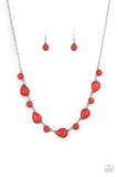 Heavenly Teardrops - Red Necklace - Paparazzi Accessories Necklace Bedazzle Me Pretty Mobile Fashion Boutique