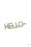 Hello There - Green Hair Clip - Paparazzi Accessories Hair Clip Bedazzle Me Pretty Mobile Fashion Boutique