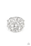 Here Comes the Boom! - White Ring - Paparazzi Accessories Ring Bedazzle Me Pretty Mobile Fashion Boutique